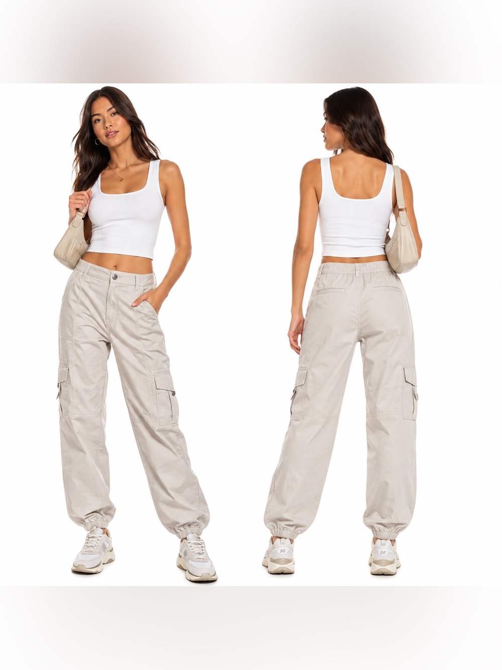 Garage Billie Bubble Beige Jogger Utility Cargo Women Pants Small NWT